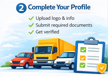 Completar perfil de cliente na ExusTrans com documentos da empresa e carregamento do logótipo