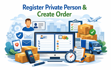 Particular a registar-se na plataforma ExusTrans para criar uma encomenda de transporte para bens pessoais